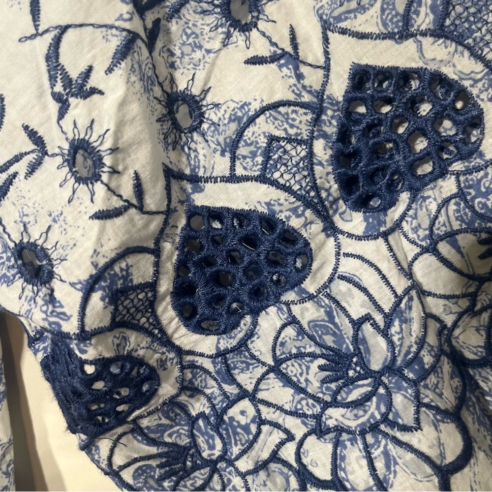 Soft Surroundings Blue and White Floral Blouse - Picture 7 of 9